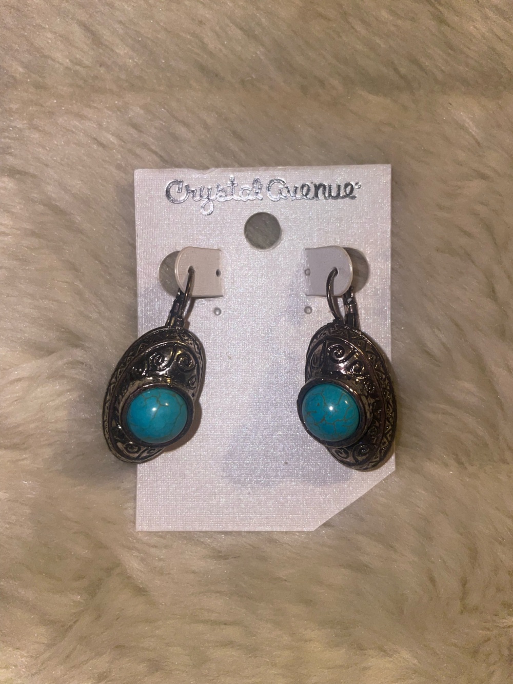 Turquoise-Accent Scroll Drop Earrings
